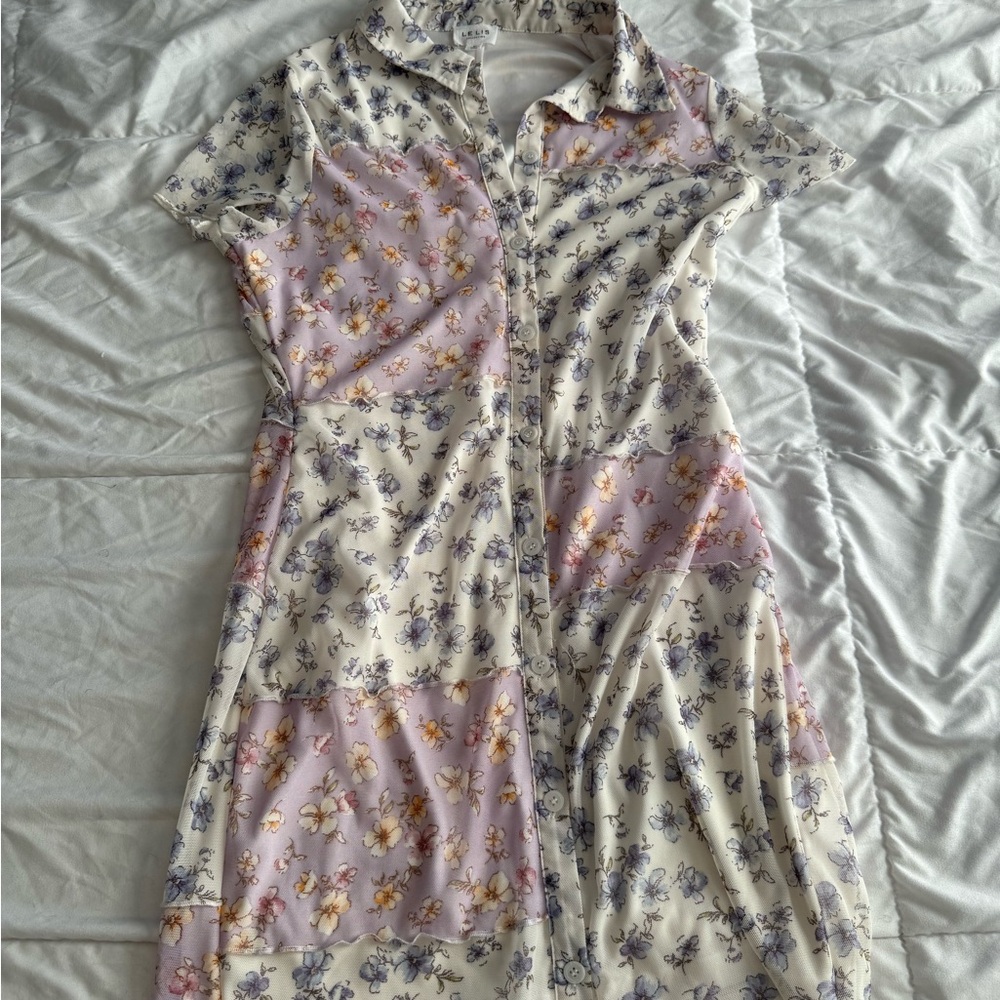 Le Lis Floral Patchwork Midi Dress